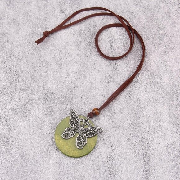 Bohemian Y Choker Necklace: Lightweight Leather and Wood for Unique Style - Picture 5 of 8